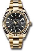 Rolex Yellow Gold Sky-Dweller  - Black Index Dial - Oyster Bracelet - 326938 bk