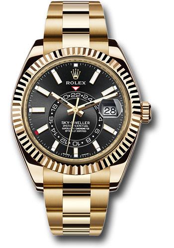 Rolex Yellow Gold Sky-Dweller  - Black Index Dial - Oyster Bracelet - 326938 bk
