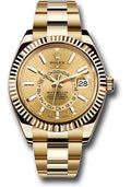Rolex Yellow Gold Sky-Dweller  - Champagne Index Dial - Oyster Bracelet - 326938 chi