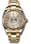 Rolex Yellow Gold Sky-Dweller  - Silver Sunray Roman Dial - Gold Bracelet - 326938 s