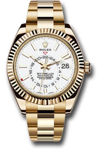Rolex Yellow Gold Sky-Dweller  - White Index Dial - Oyster Bracelet - 326938 w