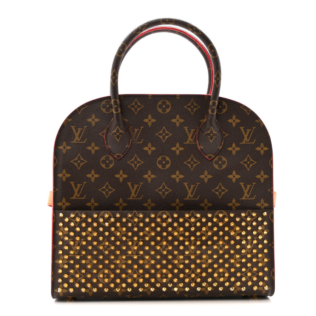 Monogram Calf Hair Spikes Iconoclasts Christian Louboutin Tote Red