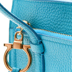 Hammered Calfskin Double Handle Small Amy Tote Turquoise