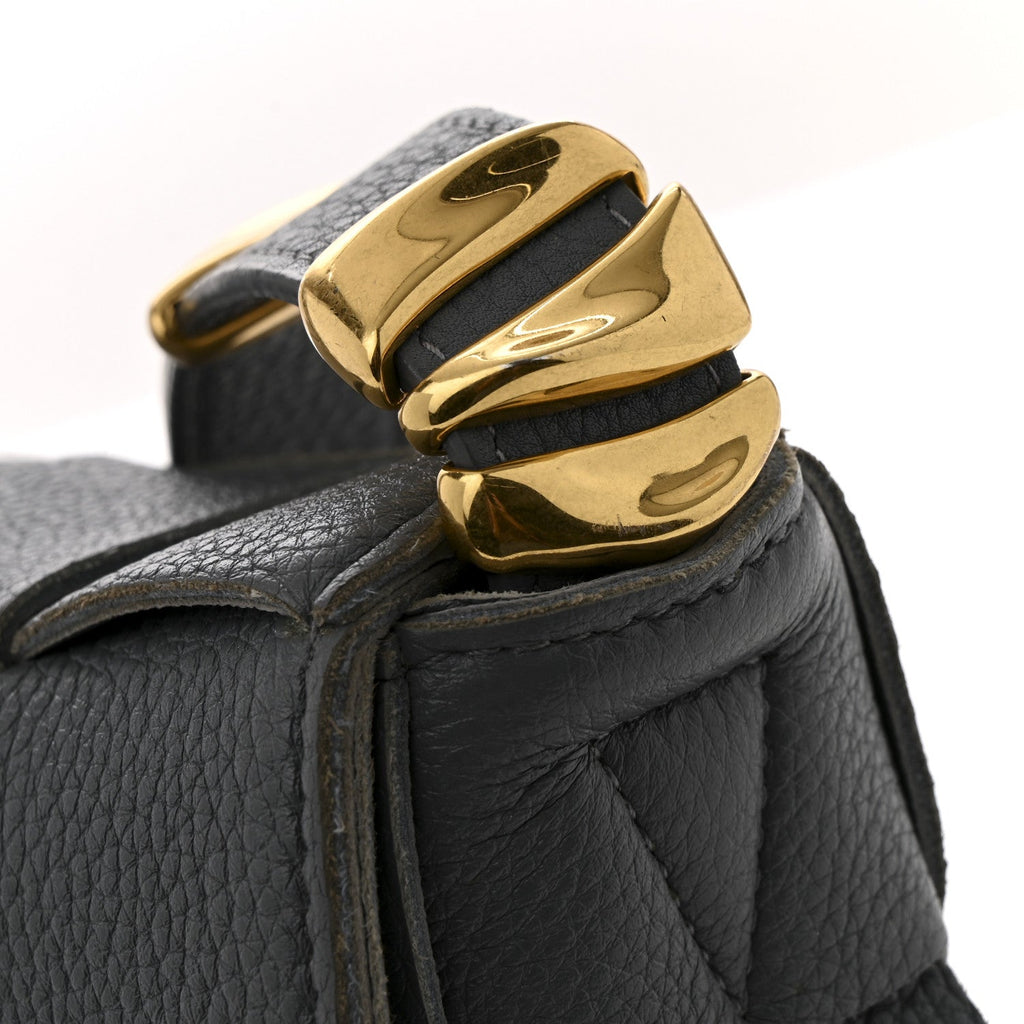 Grained Calfskin Maxi Intrecciato Cassette Crossbody Bag Deep Blue