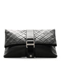 Lambskin Quilted Grip Clutch Black