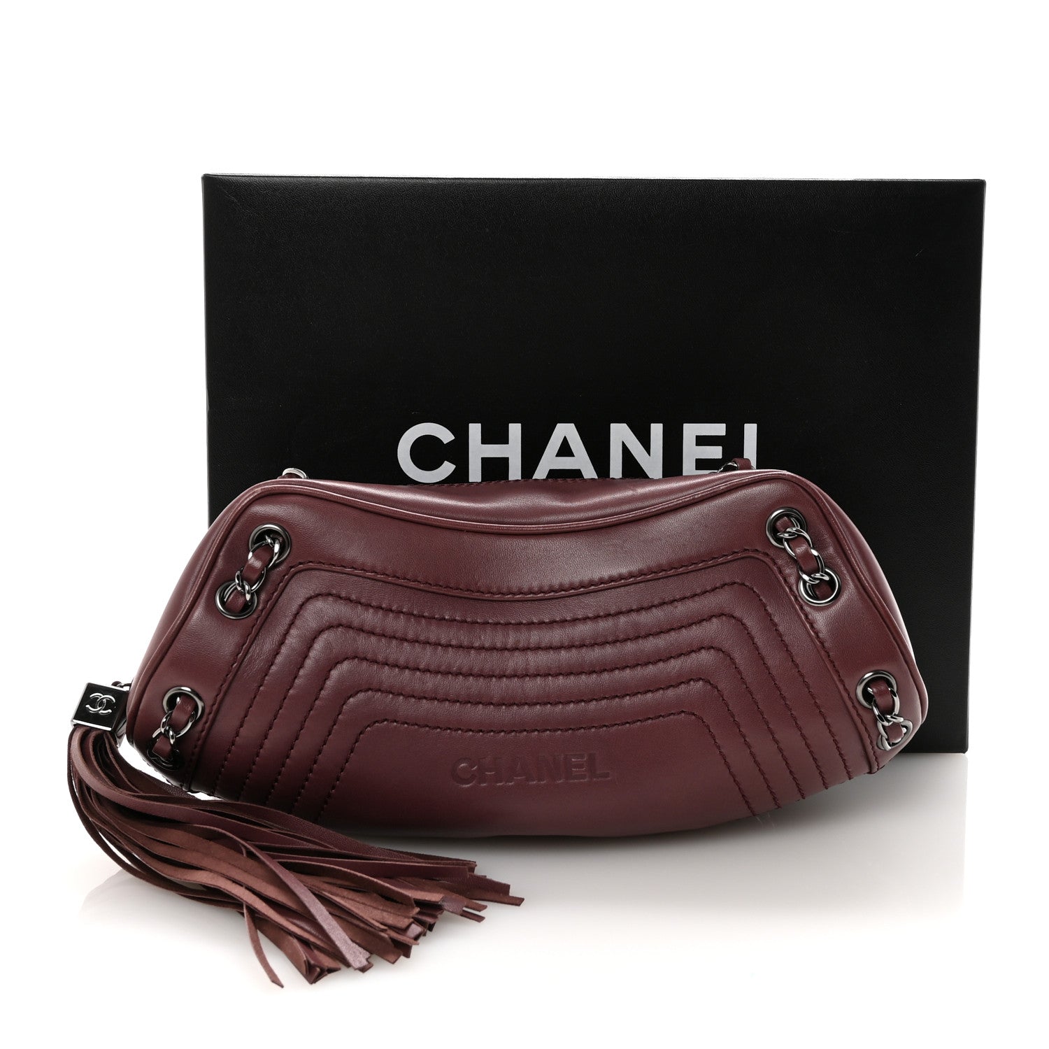 Lambskin Lax Small Tassel Shoulder Bag Dark Purple