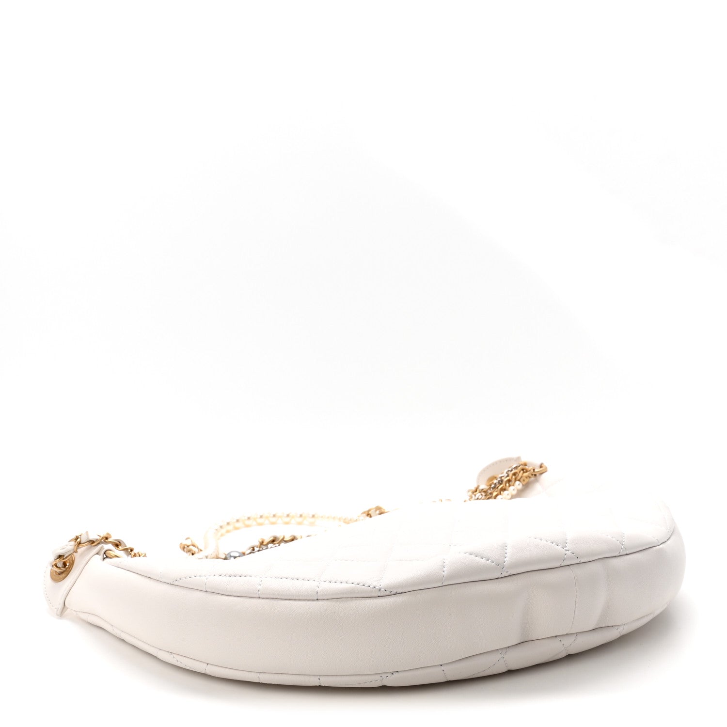 Lambskin Quilted All About Chains Hobo White