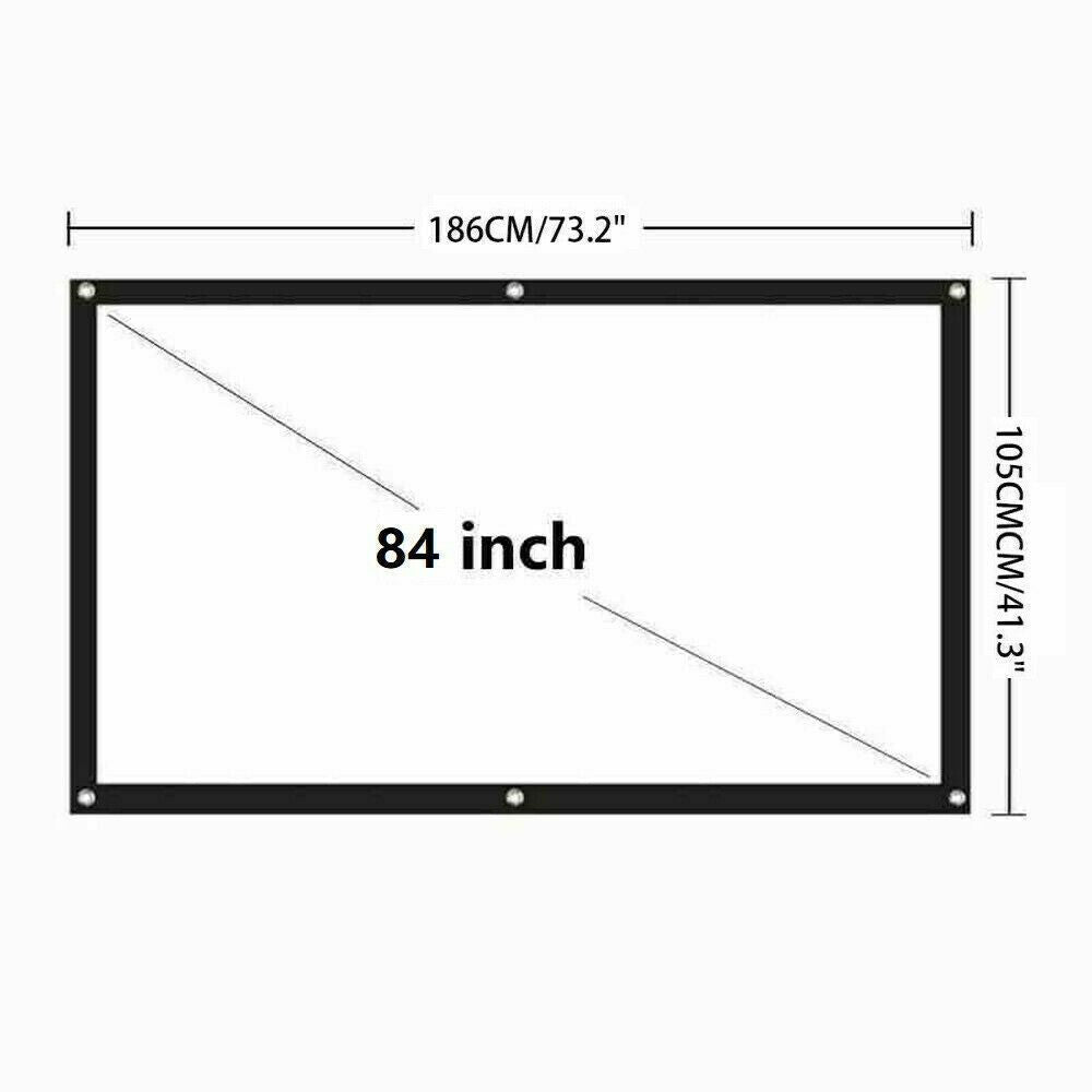Portable Foldable Projector Screen 16:9 HD Outdoor Home Cinema Theater 3D Movie - 84 in