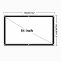 Portable Foldable Projector Screen 16:9 HD Outdoor Home Cinema Theater 3D Movie - 84 in