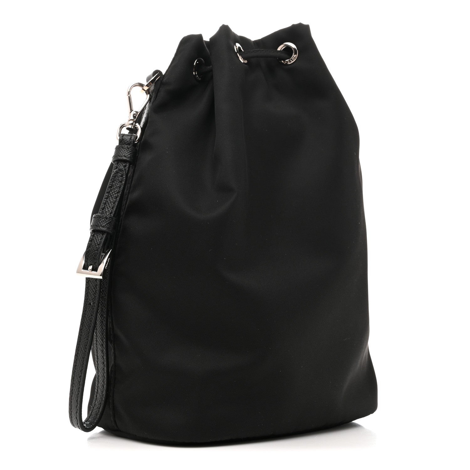 Re-Nylon Vela Drawstring Wristlet Pouch Black