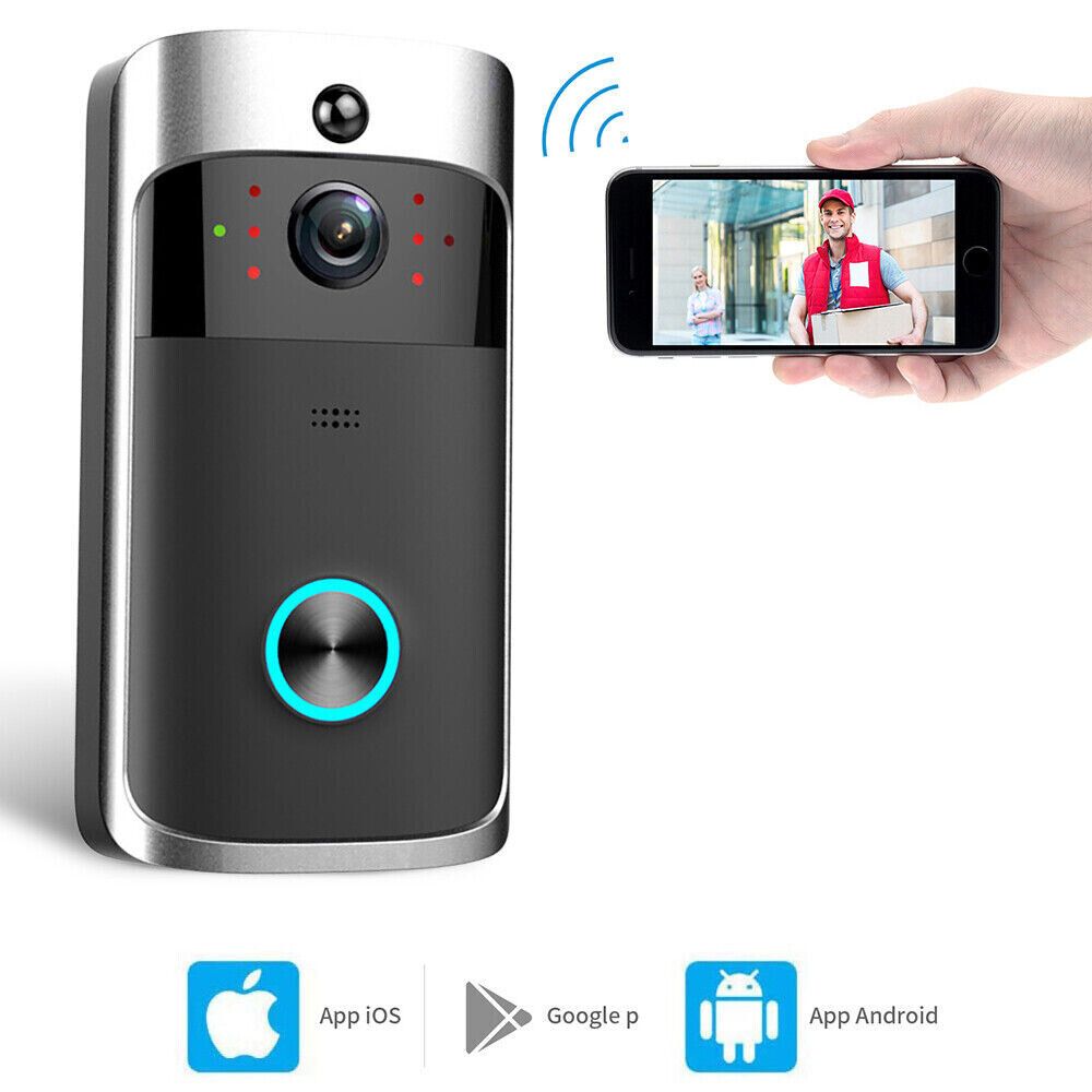 Smart Wireless WiFi Video Doorbell Phone Door Ring Intercom Security Camera Bell includes Doorbell+Battery+Charger+Chime