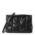 Lambskin Quilted Monogram Monochrome Medium Loulou Puffer Chain Satchel Black