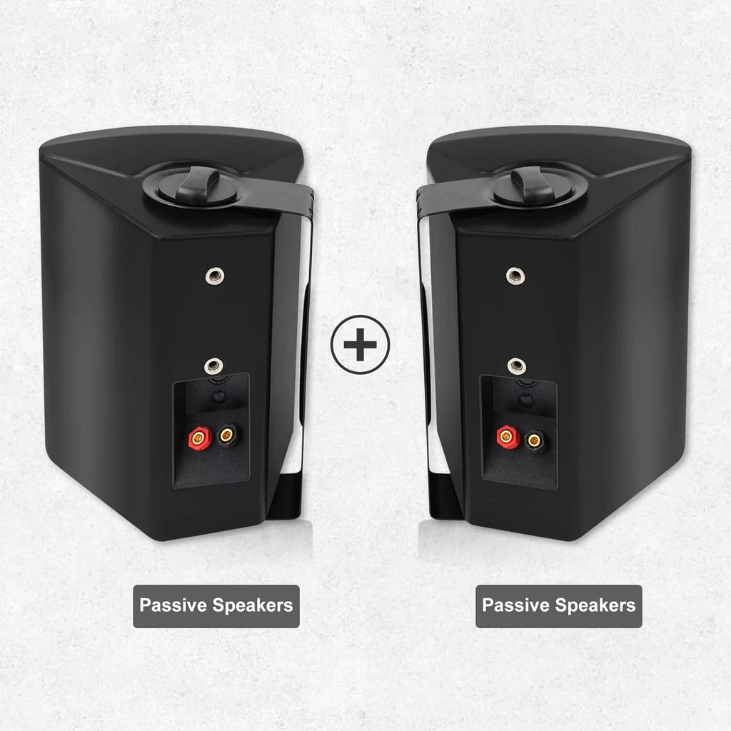 5.25-Inch 300W Indoor/Outdoor Waterproof Dual Speaker System for Home Theater Wall Mount - Black