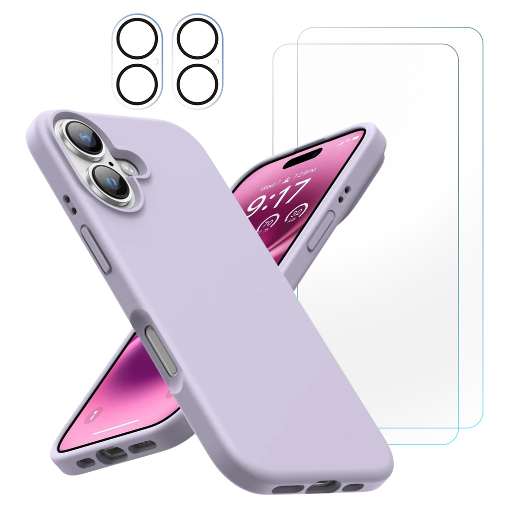 Entronix Bundle Compatible with iPhone 16 Plus - Liquid Silicone Case, 2 Clear Screen Protectors & 2 Camera Lens Protectors