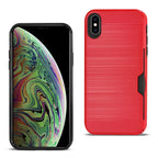 Reiko Iphone Xs Max Slim Armor Hybrid Case With Card Holder In Red