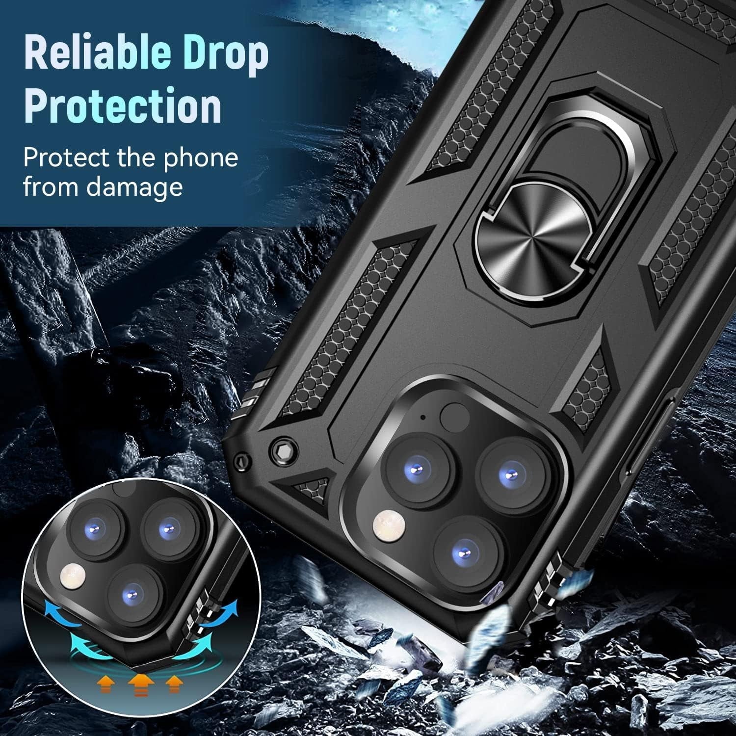 Entronix Bundle Compatible with iPhone 16 Pro - Guard Gripstand Case & 2 Clear Screen Protectors