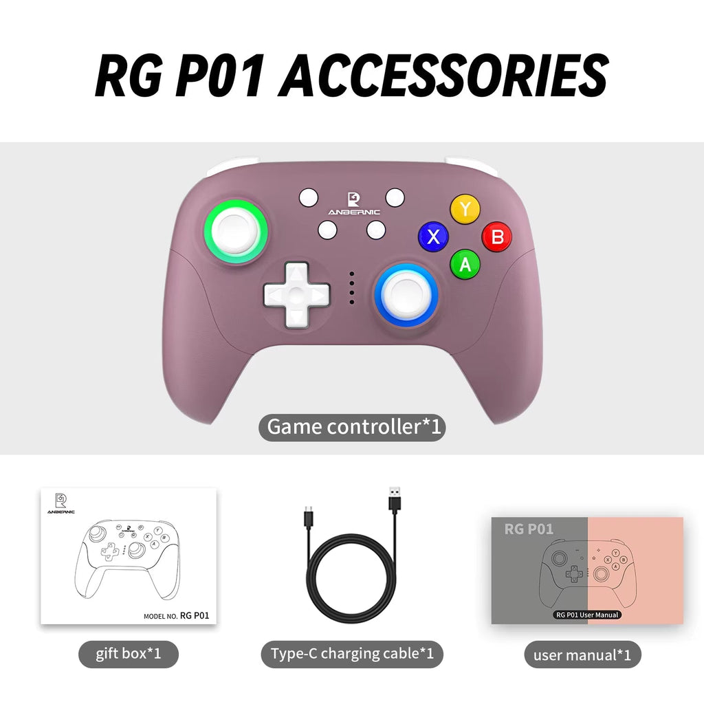 RG P01 Wireless Gaming Controller with Trigger Joystick, Macro Key, and RGB Breathing Light for Switch, PC, Android, and iOS