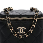 Caviar Quilted Mini Vanity Case With Chain Black
