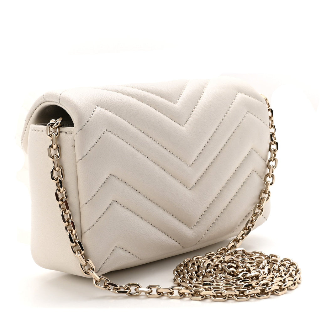 Lambskin Matelasse Mini GG Marmont Shoulder Bag White