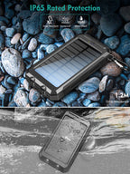10000mAh Solar Charger Portable Power Bank USB-C Port Mobile Battery Pack for Phone