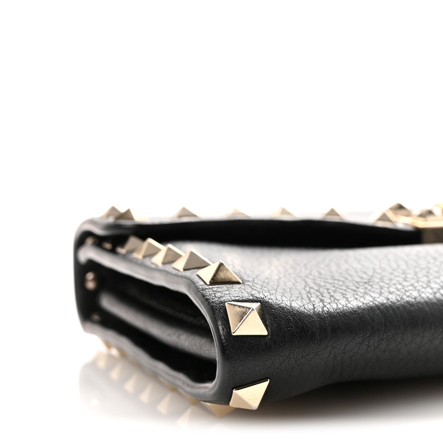 Pebbled Calfskin Rockstud Flip Lock Shoulder Bag Black