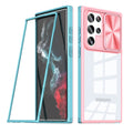 Full Protection With Mobile Phone Protective Film Slide Camera Lens Phone Case For Samsung Galaxy S22 Ultra In Pink
