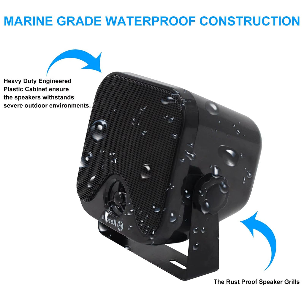 4-Inch 100W Heavy-Duty Waterproof Marine Bluetooth Speakers for Surface Mounting on Campers, Skid Steers, ATVs, UTVs, RZRs, and Golf Carts