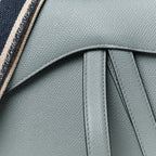 Grained Calfskin Saddle Bag With Strap Stone Grey