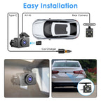 Car Dash Cam 3 Channel with Infrared Night Vision (4 IR Lights/Per Side), 1080P Front & 480P Inside/Rear Cameras, Parking Reverse Image & Motion Detection for 24H Security