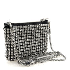 Mesh Crystal Rhinestone Nano Heiress Shoulder Bag Black Silver