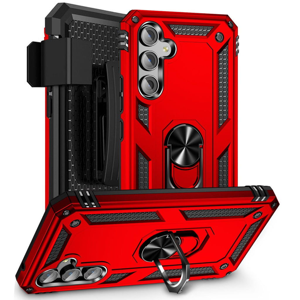 SAHARA - Military Kickstand Series with Belt Clip Case for Samsung Galaxy A54 5G - Red