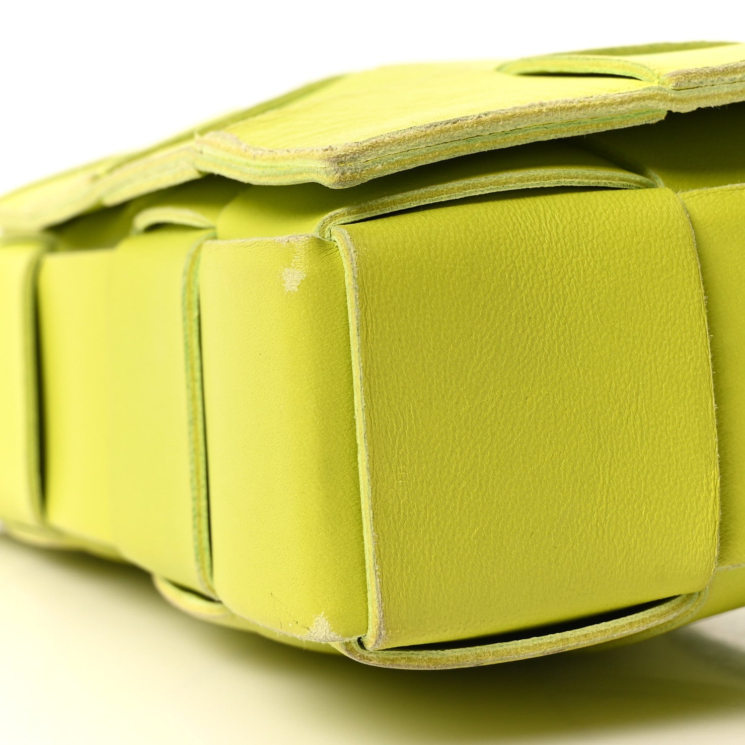 Lambskin Maxi Intrecciato Cassette Crossbody Bag Acid Kiwi