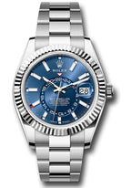 Rolex White Rolesor Sky-Dweller  - Fluted Ring Command Bezel - Blue Index Dial - Oyster Bracelet - 336934