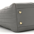 Calfskin Chevron Quilted Statement Shopping Tote Grey