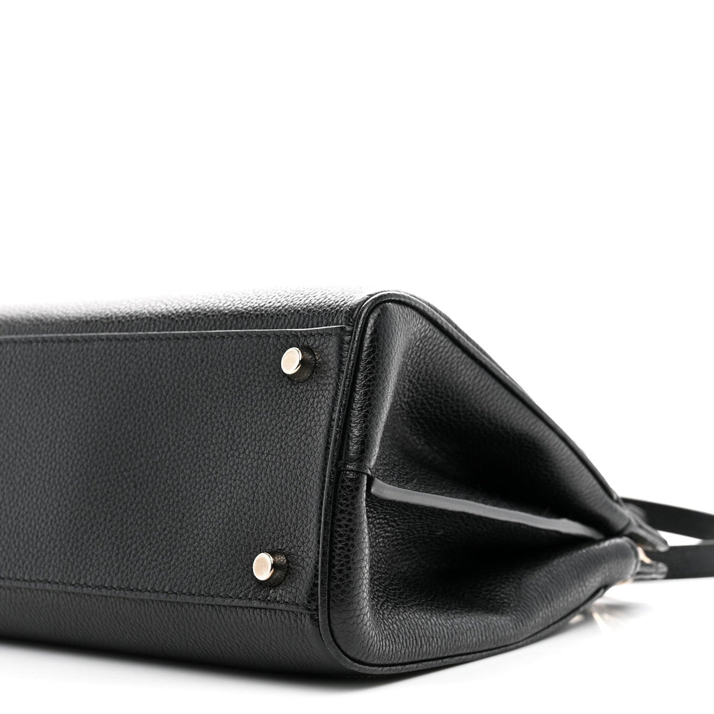 Grainy Calfskin Small Zumi Top Handle Bag Black