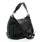 Grained Calfskin Saddle Soft Bag Black