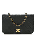 Lambskin Quilted Small Single Flap Bag Black