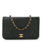 Lambskin Quilted Small Single Flap Bag Black