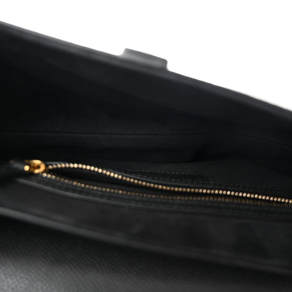 Grained Calfskin Saddle Bag Black