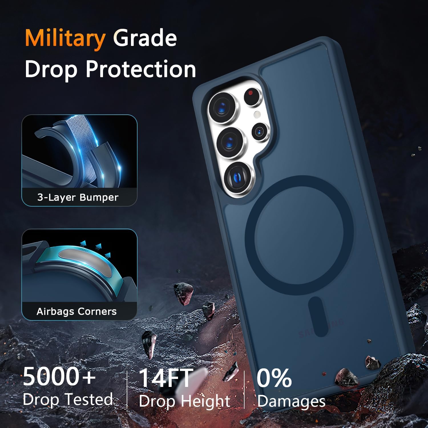 Entronix Bundle Compatible with Galaxy S24 Ultra - [Magnetic] Translucent Matte Case & 1 Clear Screen Protector