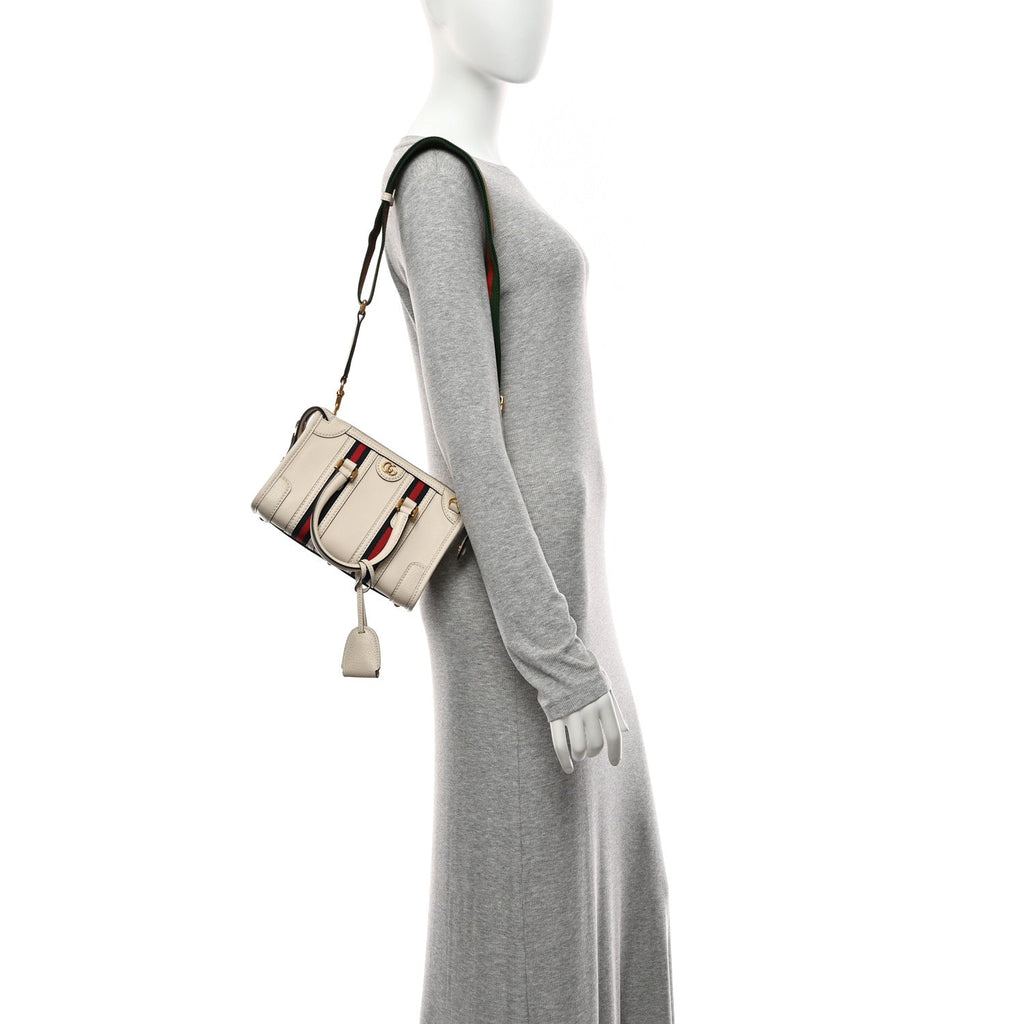 Koi Calfskin Web Mini Bauletto Duffle Top Handle Bag Mystic White