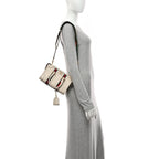 Koi Calfskin Web Mini Bauletto Duffle Top Handle Bag Mystic White
