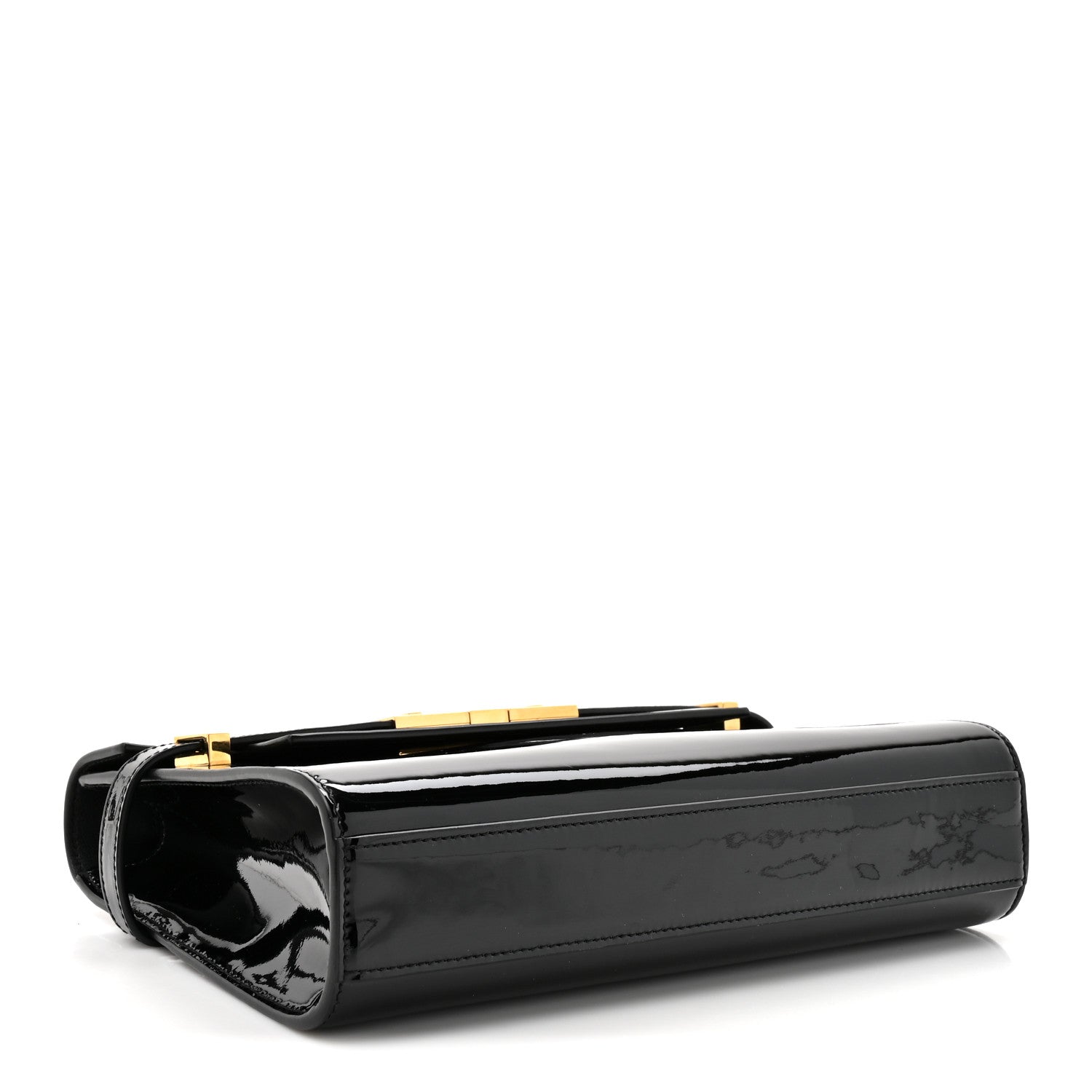 Patent Small Manhattan Shoulder Bag Black