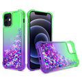 Shiny Flowing Glitter Liquid Bumper Case For Apple Iphone 12 Mini In Green