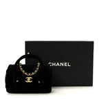 Velvet Quilted Mini Top Handle Flap Black
