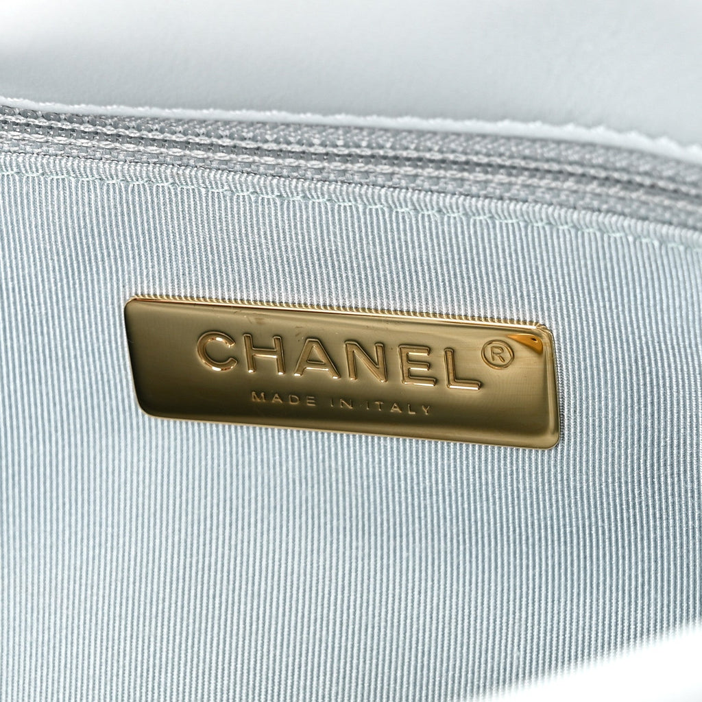 Lambskin Quilted Medium Chanel 19 Flap Light Blue