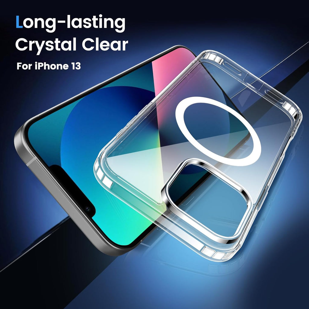 Entronix [Magnetic] Case Compatible with iPhone 13 - [Hard Back] Thick Clear