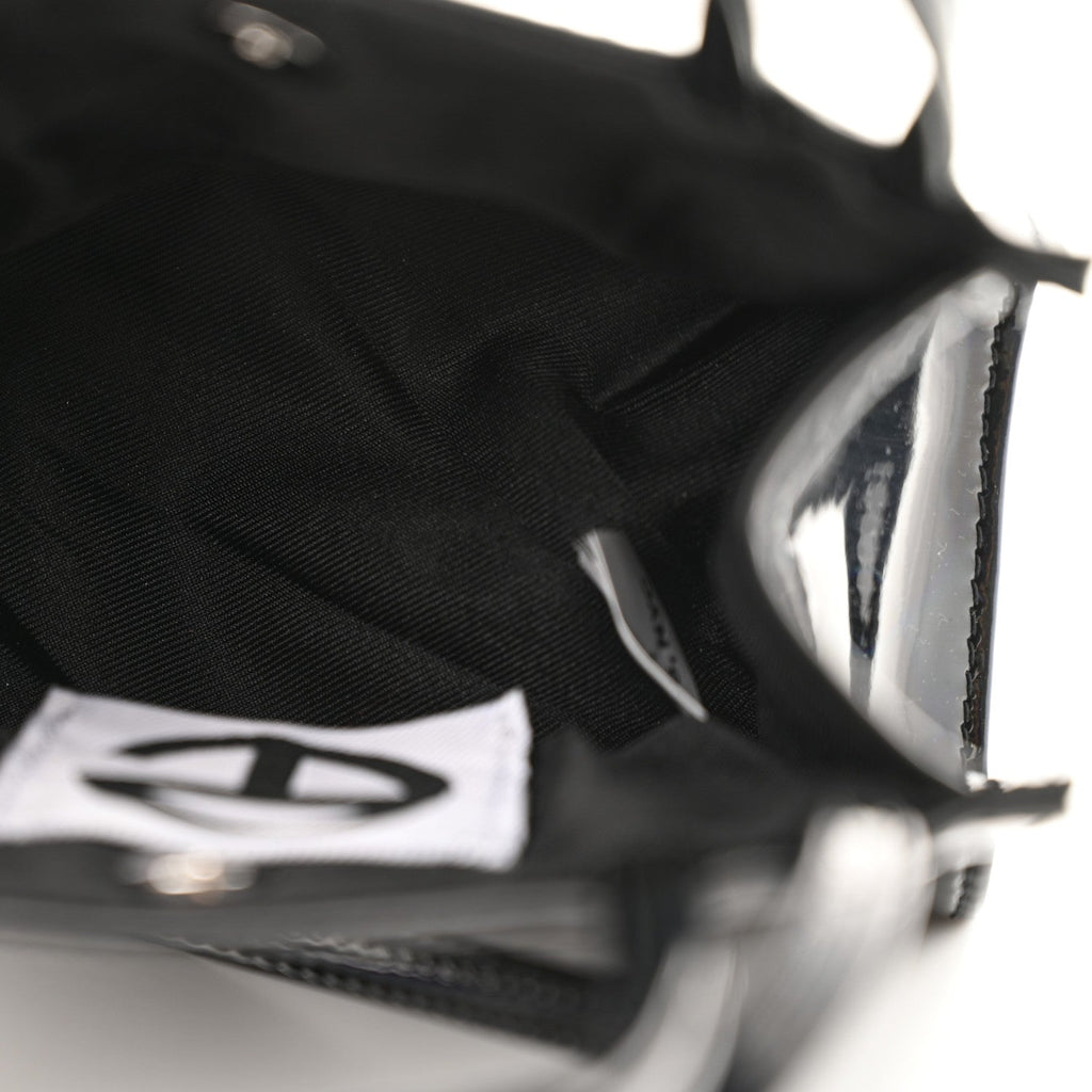 Patent Vegan Leather Small Shopping Bag Black Rainbow