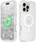 Entronix [Magnetic] Case Compatible with iPhone 16 Pro - [Clear] Triple-Layer Heavy Duty Protection