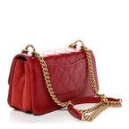 Iridescent Calfskin Quilted Small Straight Lined Flap Red